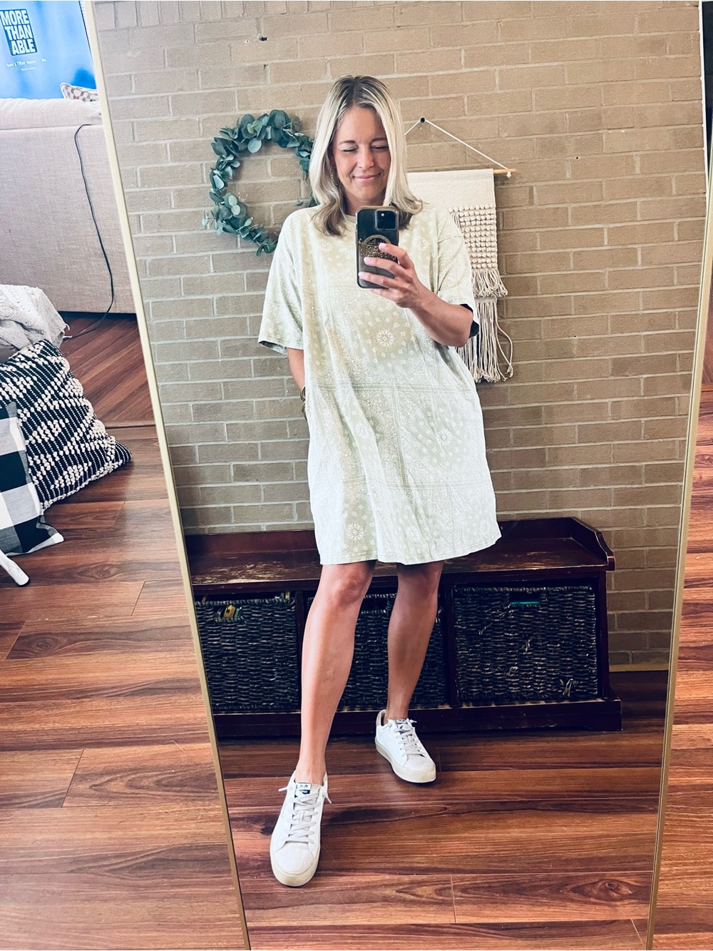 easel Mini Dress in Sage Green Bandana Print